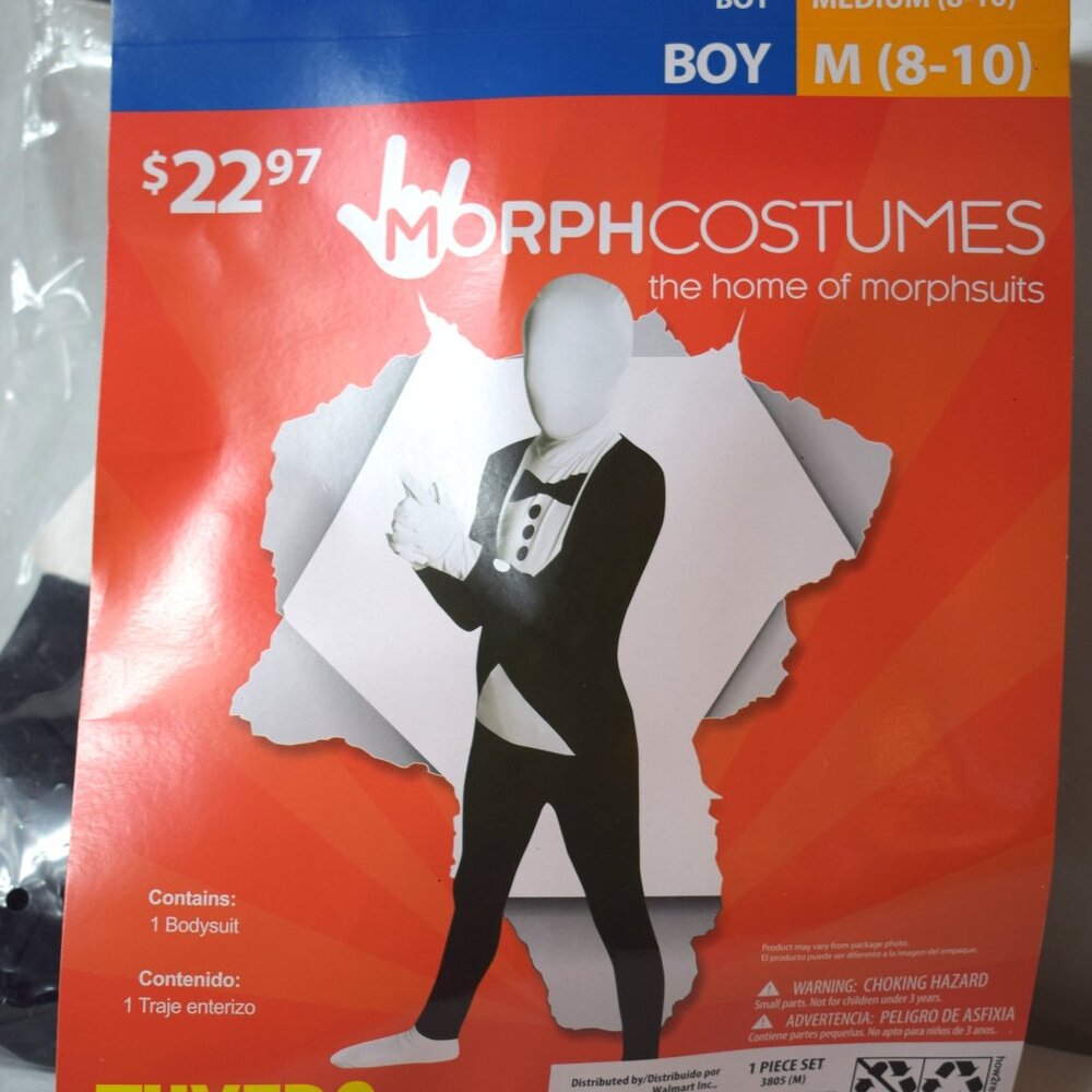 New Morph Costumes Tuxedo Bodysuit Costume Size Boy 8-10 Halloween